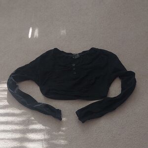 Gymshark Black Buttoned Crop Top